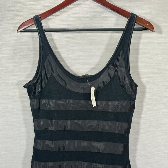 Vintage Delilah by Ninivah Khomo Dress Womens 6 Black Maxi Tank Sheer Stripes - Picture 2 of 10